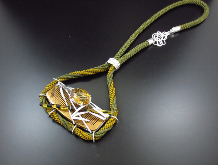 Engraved accessories Japanese hair accessories, bold choker made from antique combs